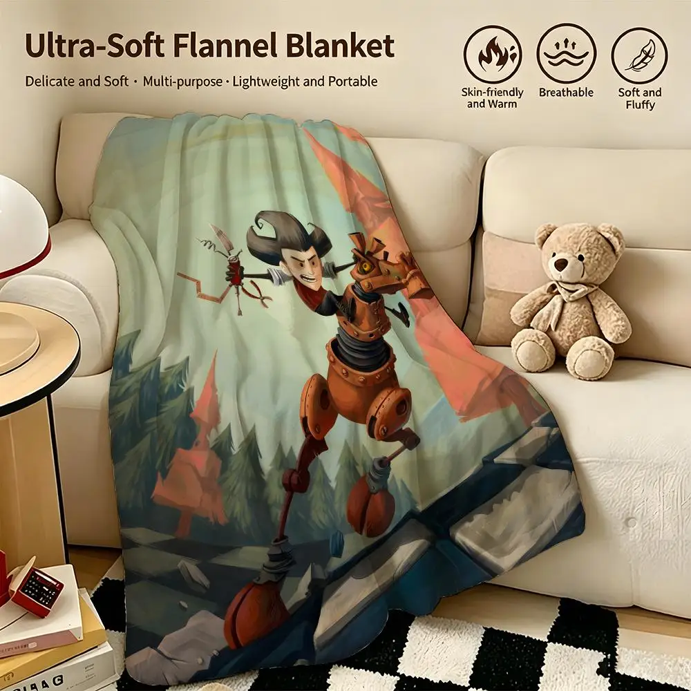 game D-Dont Starve-E Throw Warm Soft Flannel Blanket, Multi-use for Sofa Bed Camping Travel Nap
