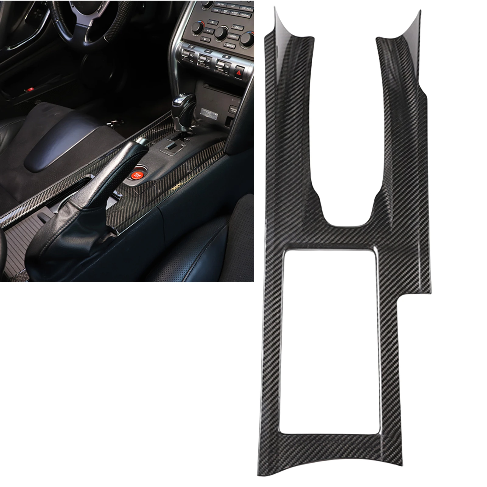 

For Nissan GTR R35 2008-2016 Real Carbon Fiber Interior Center Console Gear Shift Shifter Panel Cover Trim Decorative Sticker