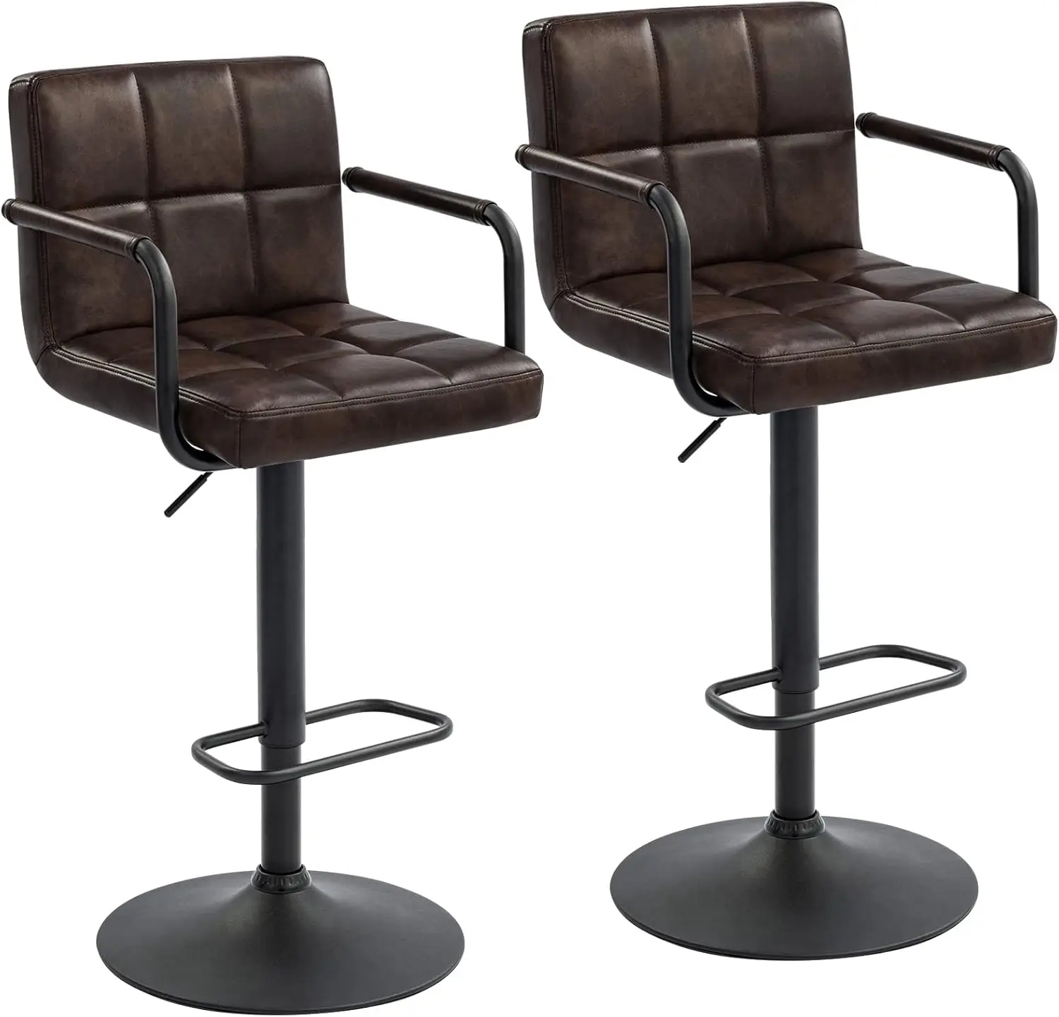 

Furnimart 30" Faux Leather Upholstered Bar Stool, Adjustable Counter Stools Bar Chairs Modern Design Swivel Barstools