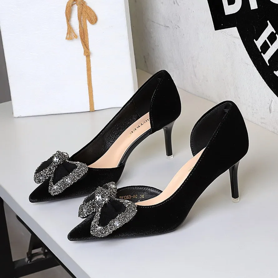 BIGTREE Fashion Butterfly- Knot Pointed Toe Woman Pumps Elegant Spring Autumn Thin Low Heels Party Dress Shoes view 3