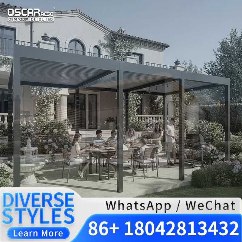 Custom Made Motorised Outdoor Louvres Opening Cover Decorative Frame Powder Coated for Australian Gardens Patios Backyards Pergo