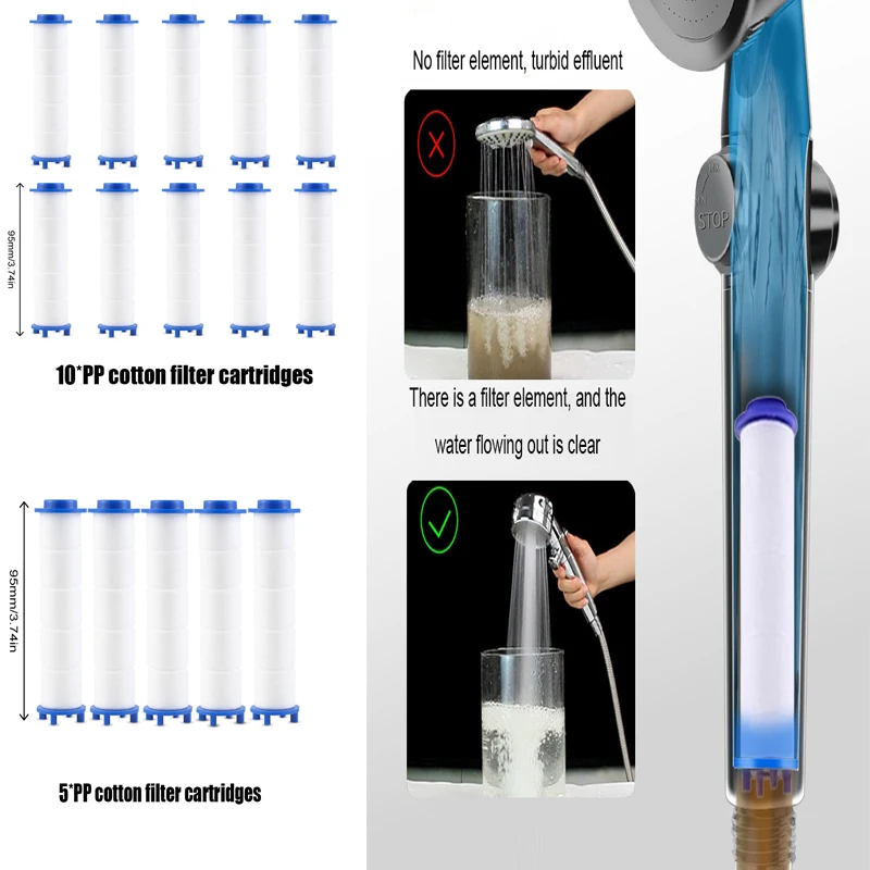 

5/10PC Universal Shower Filter Increases Water Pressure Removes Impuritie For Standard Shower Heads Water Purification Cartridge