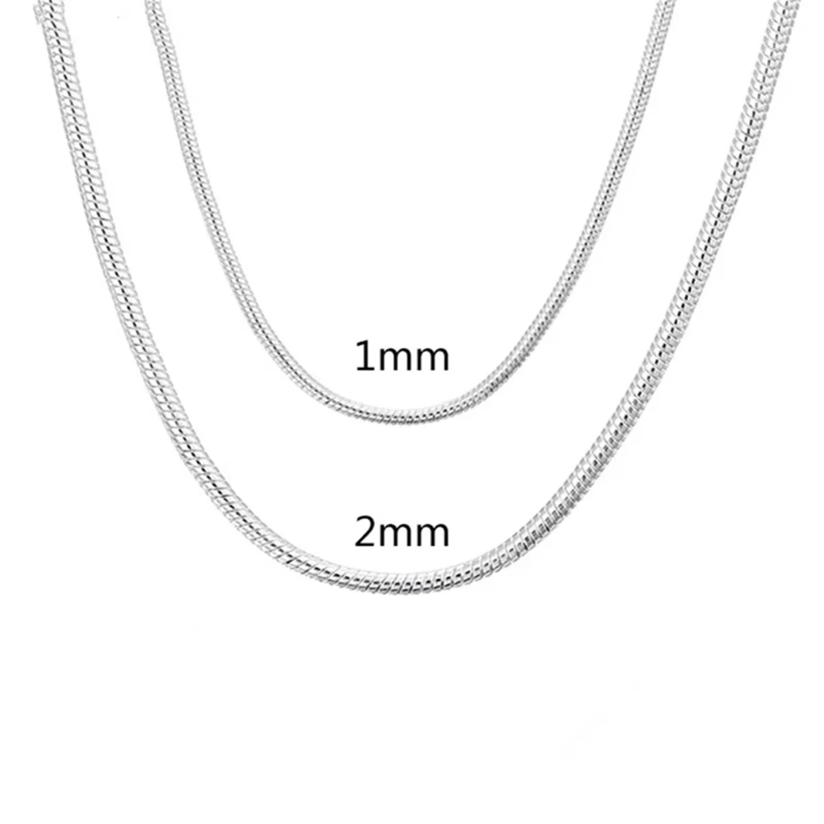 

45-60 см серебряный цвет 1 мм/2 мм однотонное ожерелье-цепочка в виде змеи для мужчин и женщин модные украшения для кулона бесплатная доставка