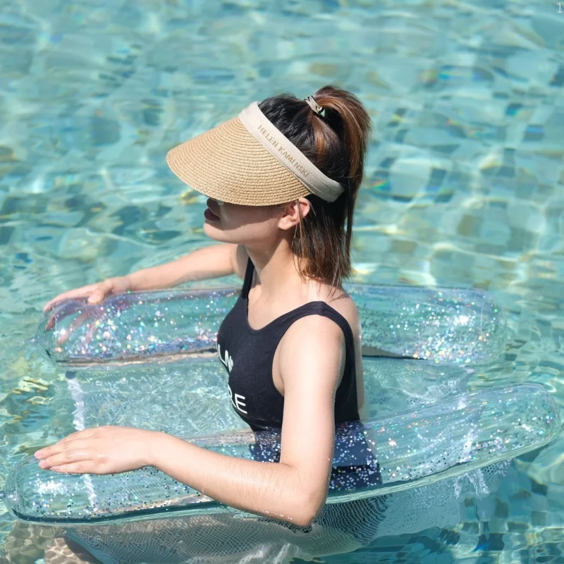 PVC Water Transparent Foldable Inflatable Hammock with Sequins Floating Row Adult Lounge Chair