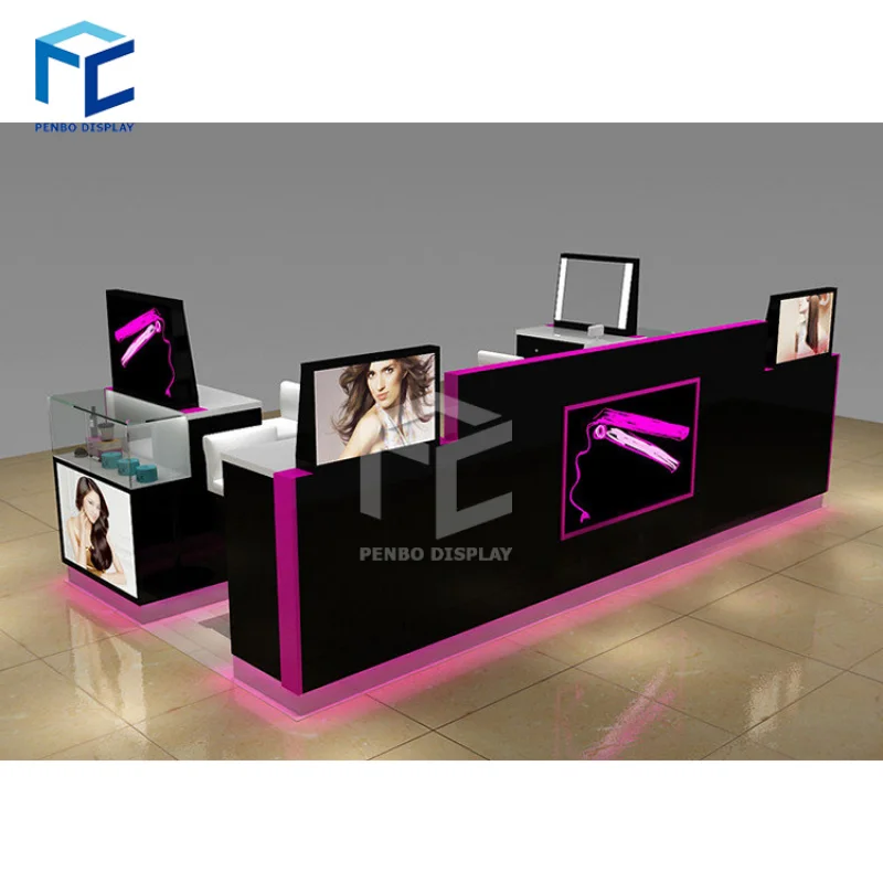 2025customized. elegant popular hair extension display furniture with barber shop station sale