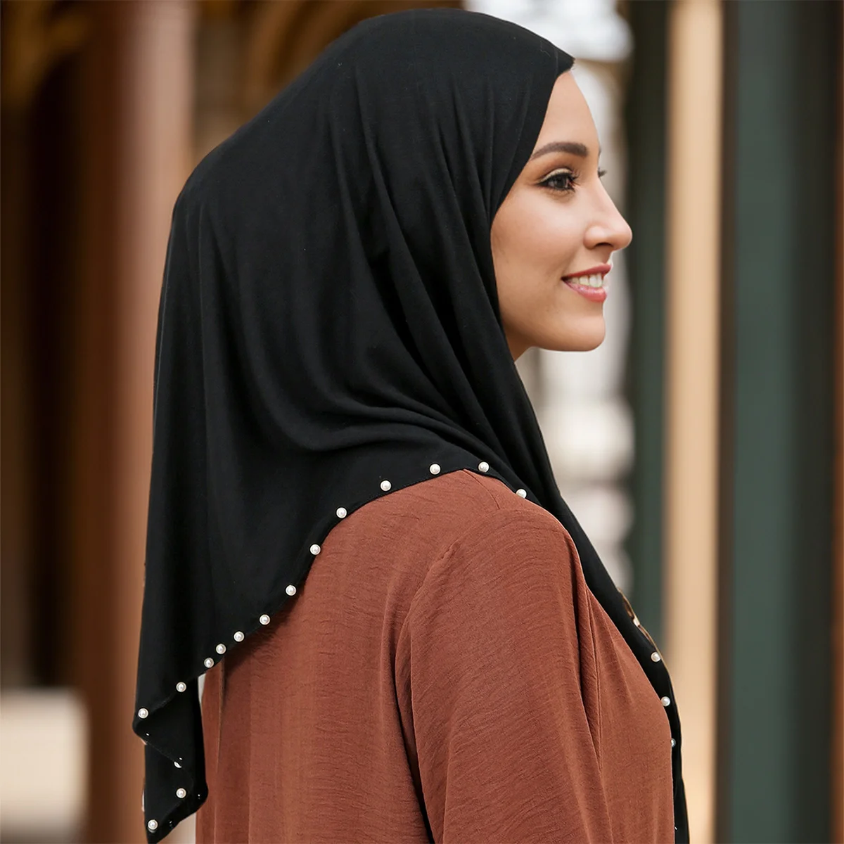 Модный женский эластичный шарф с бисером