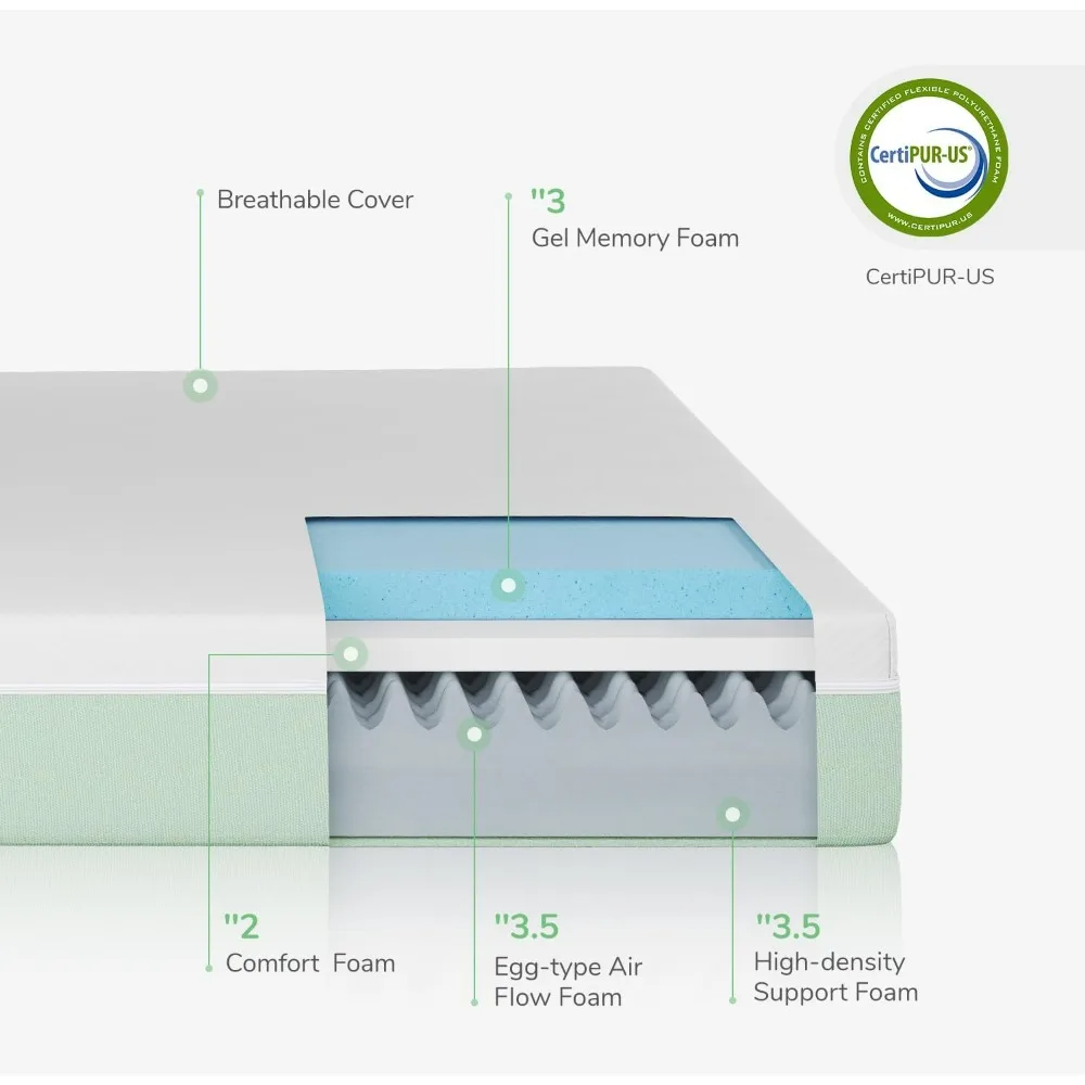 Bed Mat Medium Firm Feel Bed Mattress King Size 12 Inch Gel Memory Foam Mattress in a Box for Cool Night & Motion Isolation Twin