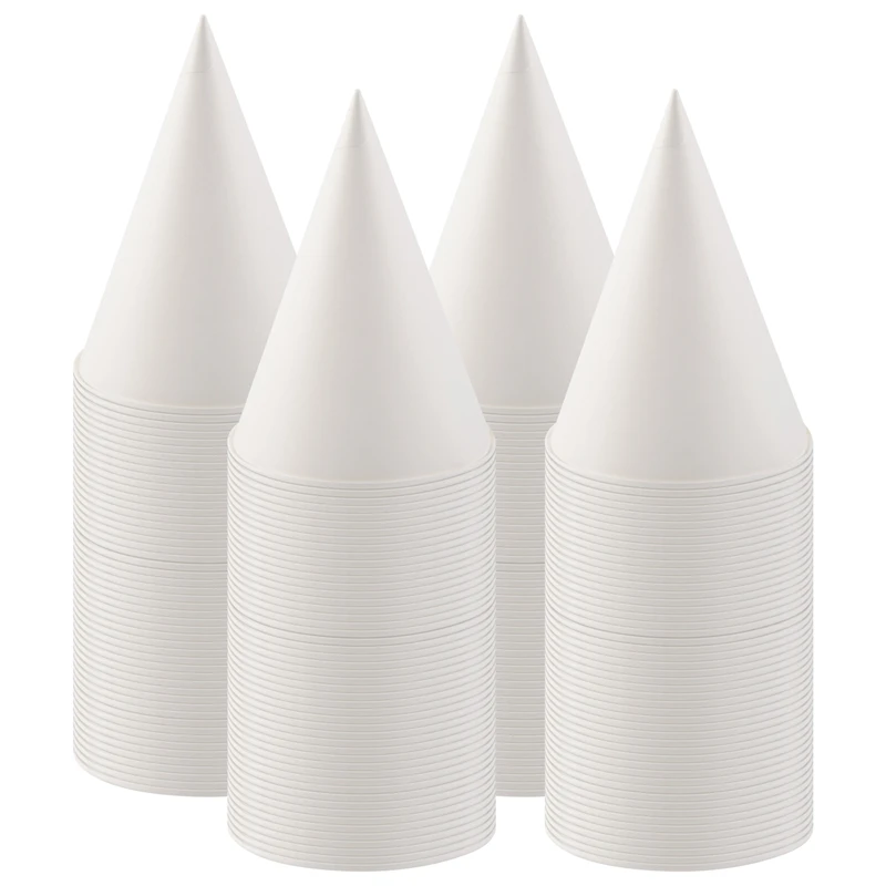 A21I-White Paper Cone Cups, Snow Cone Cups,Coated Leakproof Cone Paper Cups For Slush, Shaved Ice, Water 200Pcs