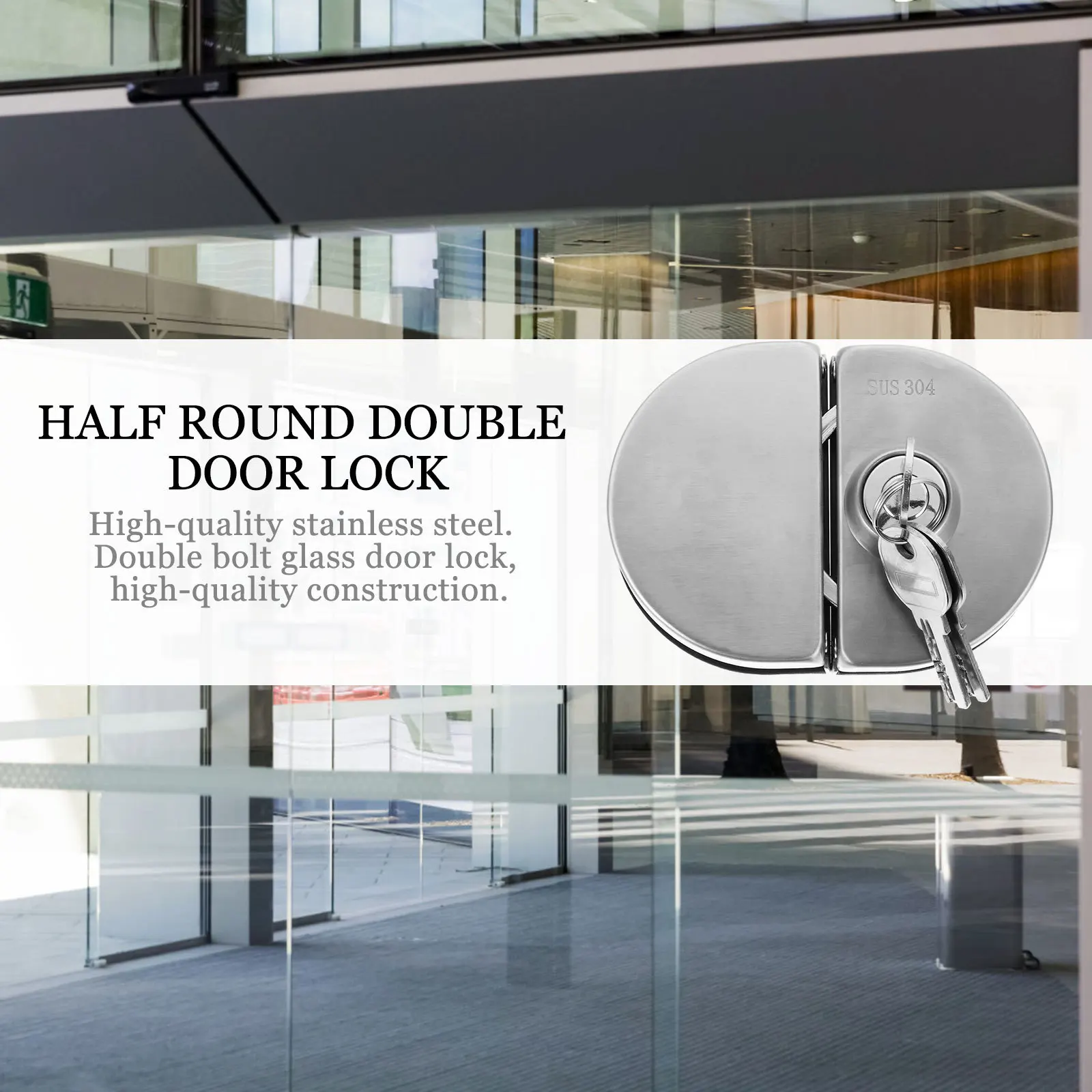 

Double Door For 10-12Mm Glass Doors Heavy Duty Stainless Steel Push-Pull Sliding Latch Security Lock With Keys Anti-Theft