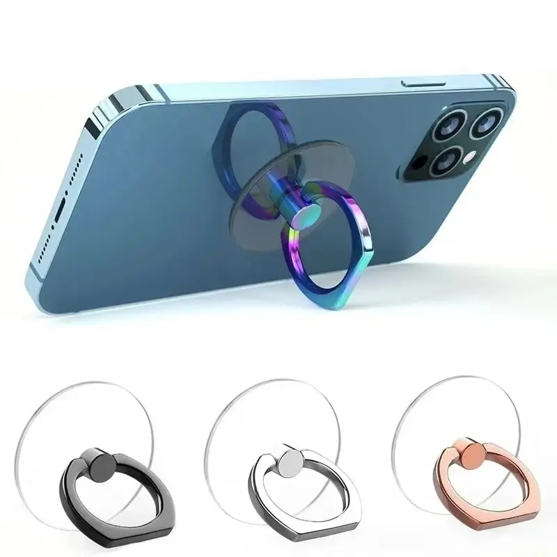 1/4PC Cell Phone Ring Holder Transparent Finger Grip Loop 360 Degree Rotation Kickstand Stand Compatible All Types Smartphone