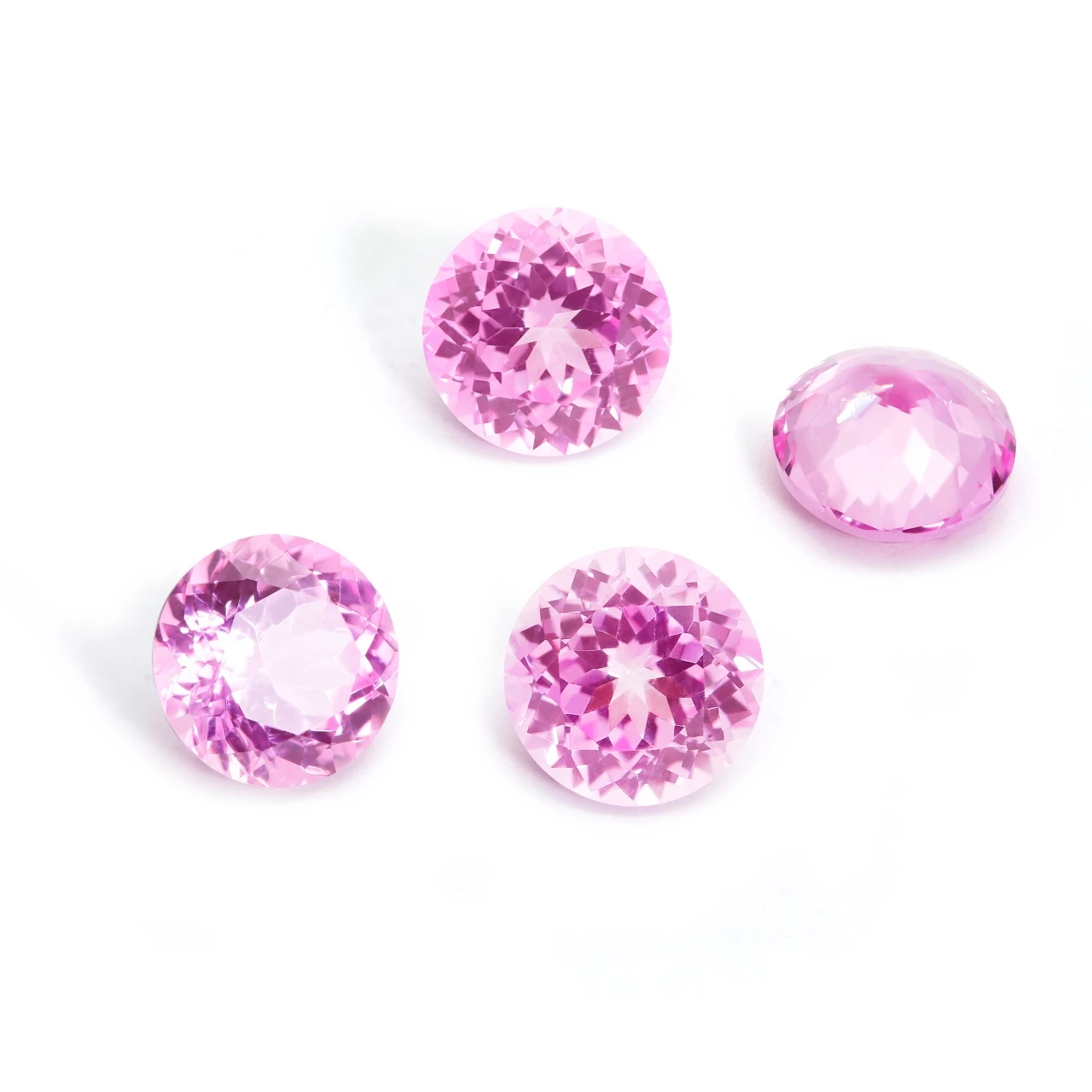 Round Shape Flame Melted Synthetic Cultivate Pink Sapphire Selectable AGL Certificate Beads For Jewelry Making Loose Gemstones