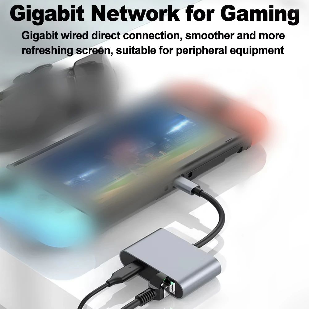 Scheda di rete da USB C a Ethernet da 1000 Mbps Adattatore di ricarica da 60 W PD con 2 porte USB Adattatore LAN di rete da tipo C a RJ45 per PC portatile