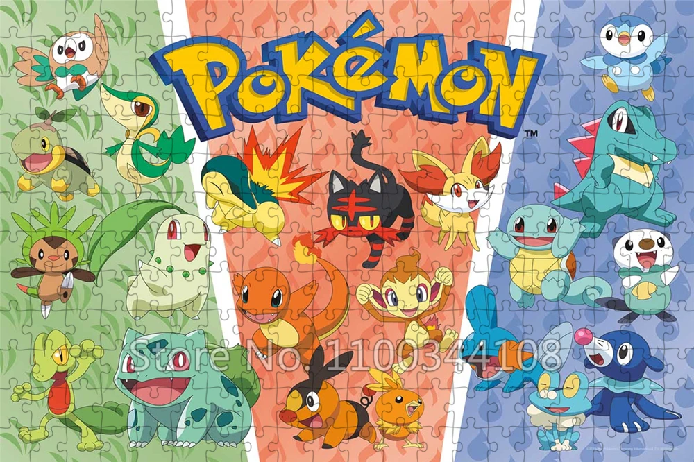 Pokemon Characters Wooden Puzzle Cartoon Cute Pikachu Eevee Jigsaw Puzzles Children's Education Handmade Toys Diy Kids Gifts