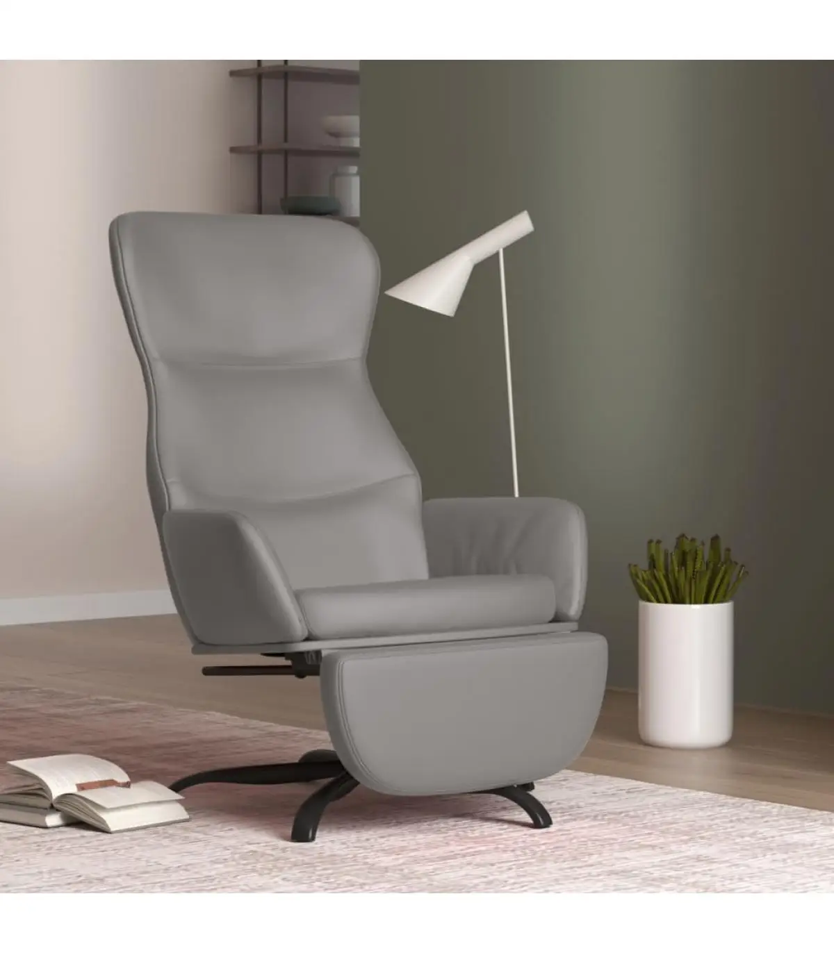 Gray synthetic leather footrest relax armchairs