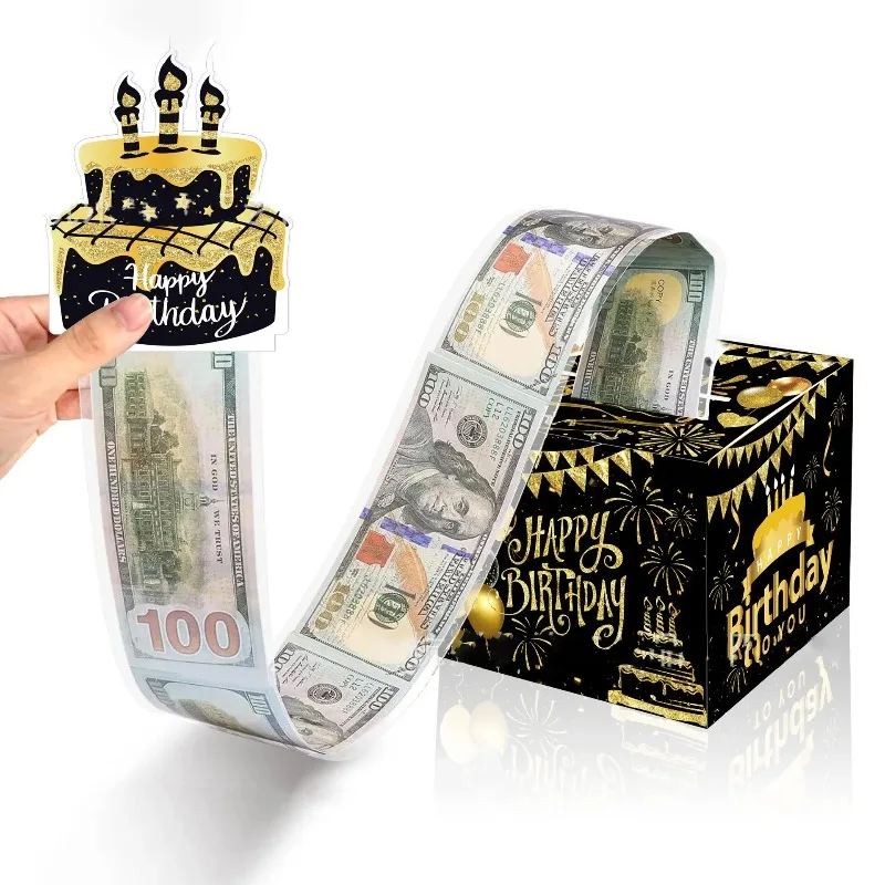 1 boîte cadeau d'anniversaire avec carte gâteau, boîte à monnaie amusante, cadeaux d'anniversaire créatifs pour hommes et femmes ﻿