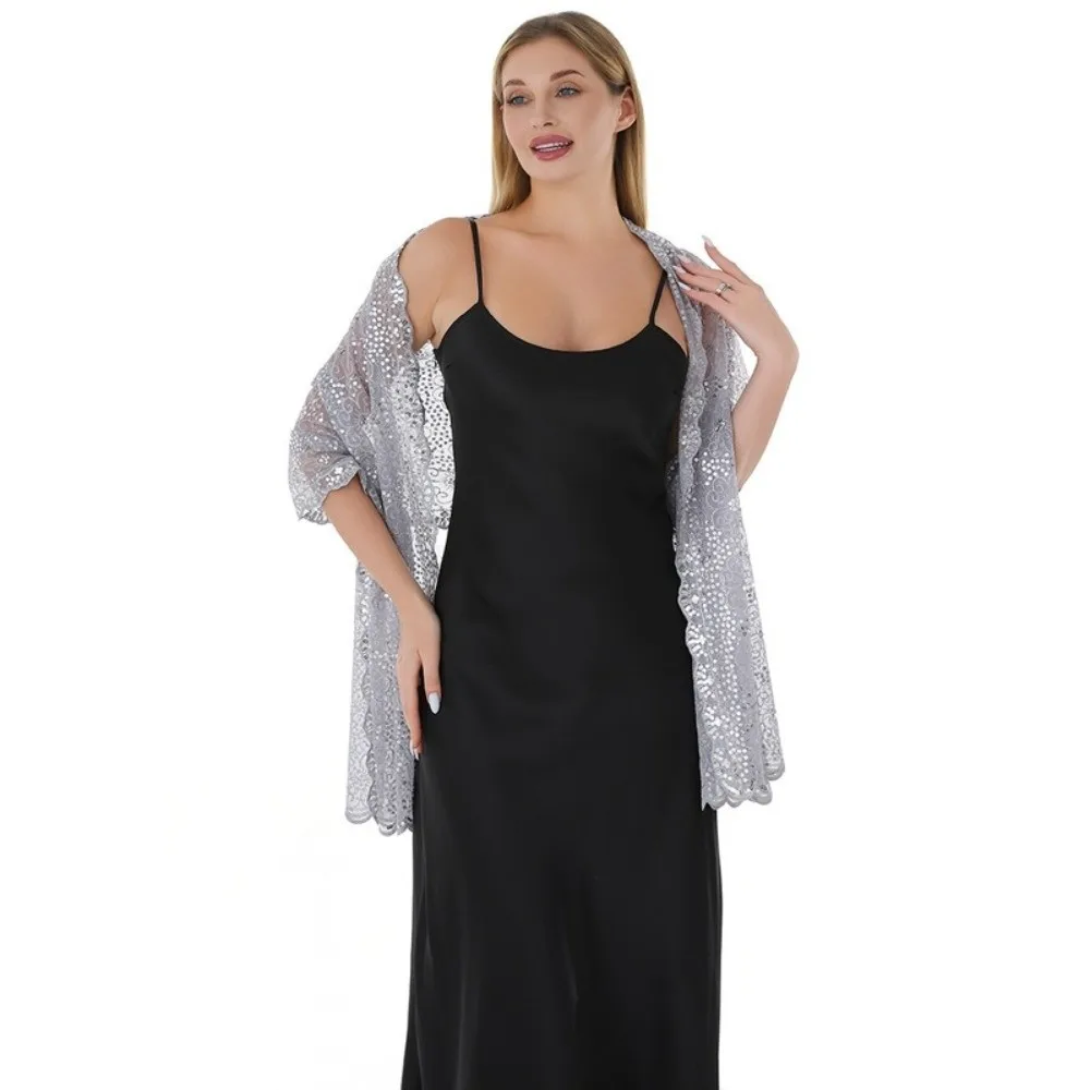 Elegant Evening Dresses Shawls Sequins Embroidered Embellished Trim Bridesmaid Wraps Sheer Hollow Delicate Fabric Bridal Shrugs
