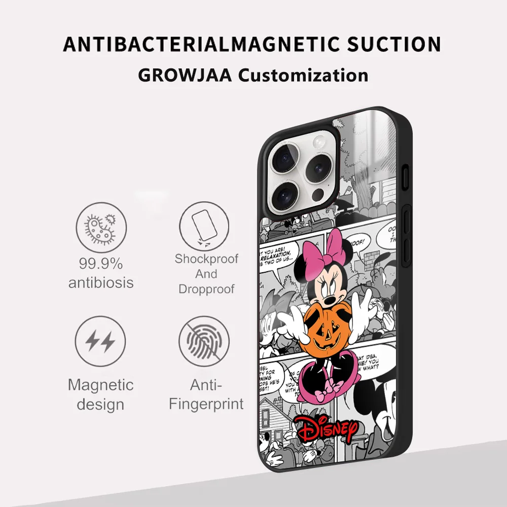 Halloween minnie myš telefon pouzdro pro iPhone 16 15 14 13 12 11pro pro maxi plus mini mala MagSafe zrcadlo bezdrátový magnetický zakrýt