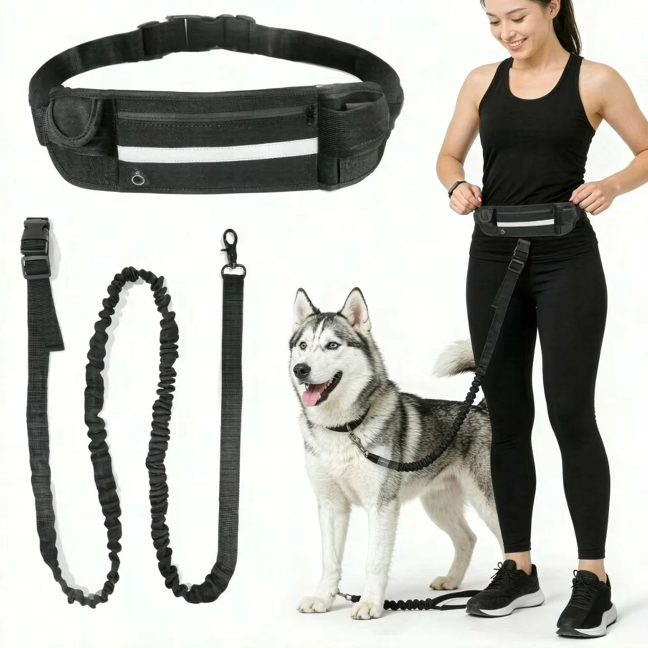 Portable Outdoor Sports Waist Bag with Retractable Pet Leash for Hiking And Running - Dog Leash Waist Bag