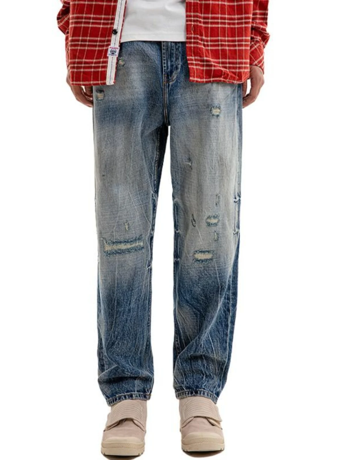 

Мужские джинсы Basic Power свободного кроя из денима плотностью 35 унций, винтажный американский дизайн, повседневные, прямые, зауженные, из хлопка