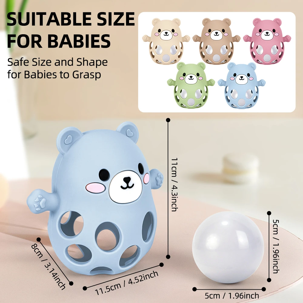 TYRY.HU Campanello che suona Guanti per massaggiagengive per bambini Simpatico giocattolo per massaggiagengive a forma di orso Cura in silicone Molare Anti-mangiare la mano ​ Giocattolo educativo per bambini