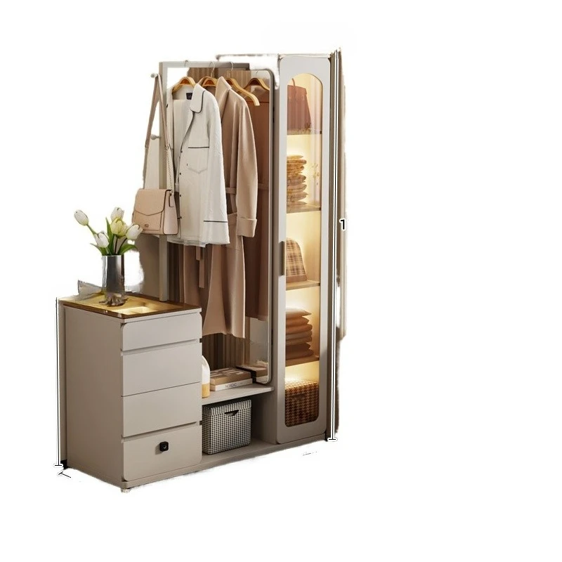 

Multifunctional chest, coat rack, integrated floor-to-ceiling hanger, bedroom storage cabinet, full-length mirror, and clothes