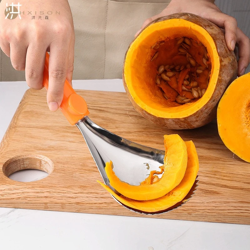 Stainless Steel Pumpkin Scooper Manual Bag Core Remover Melon Ladle Pulp Separator Multi-functional Fruit Collector