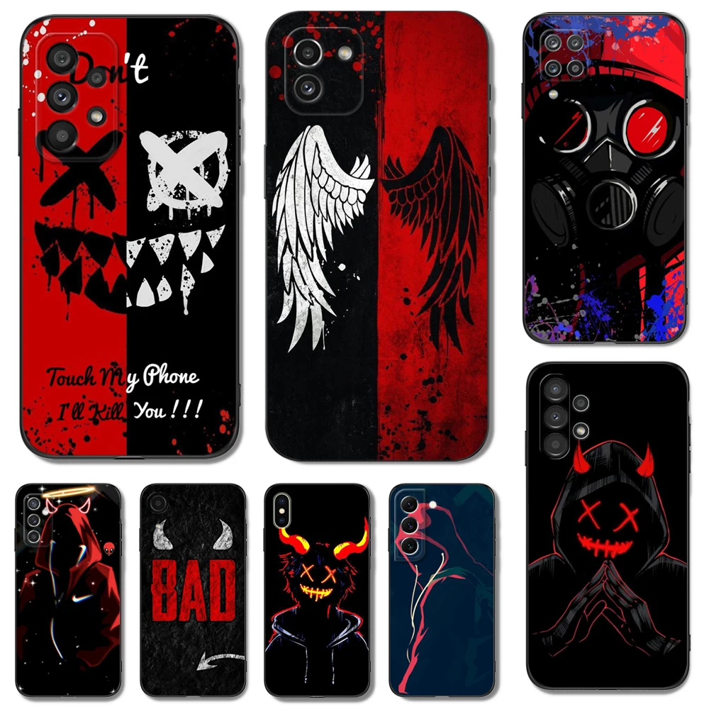 Black tpu Case For Samsung galaxy S22 S20 S21 FE PLUS ultra+S10 E lite back cover Devil Bad Boy