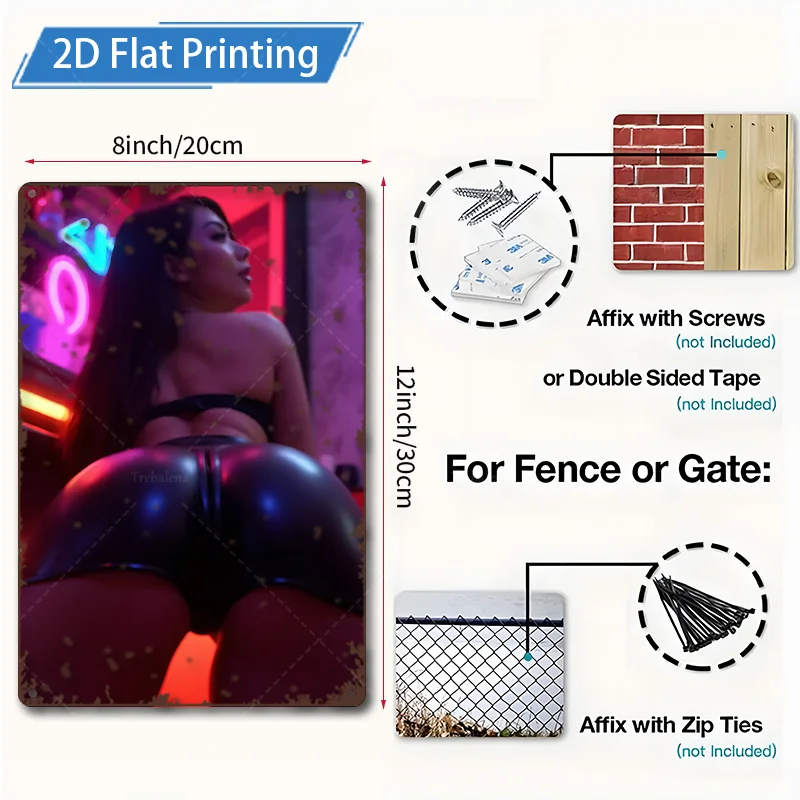 1 قطعة علامة معدنية ، 4x16 بوصة "نيون نابض بالحياة سيتي سكيب 2D طباعة مسطحة جدار الفن لديكور غرفة المعيشة الحديثة"