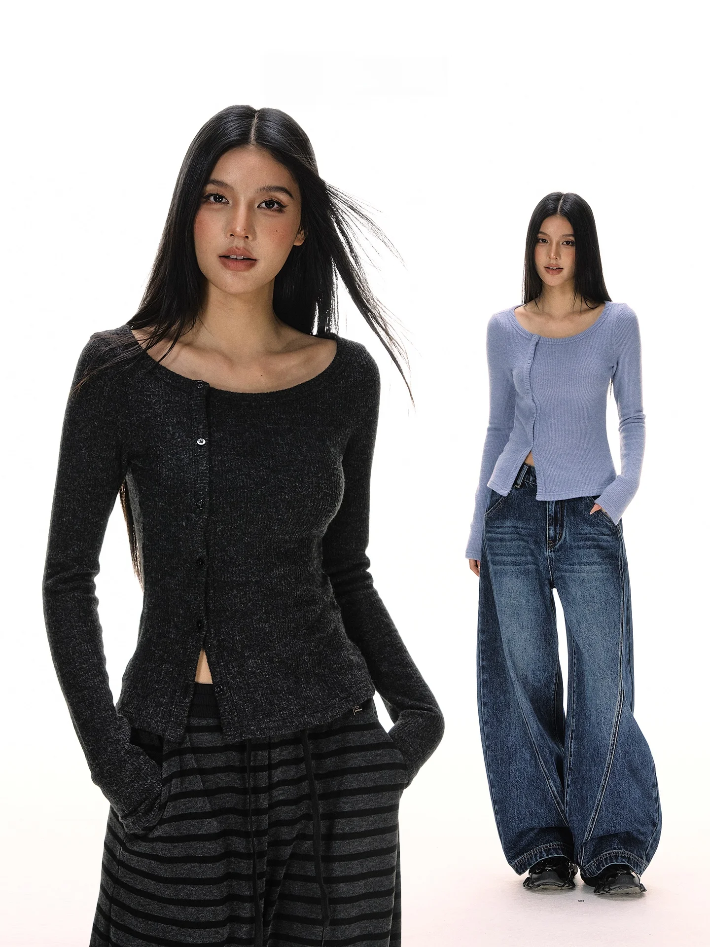 

Женский вязаный свитер Slim Fit с асимметричным круглым вырезом и длинными рукавами, универсальный топ от ACME AURA