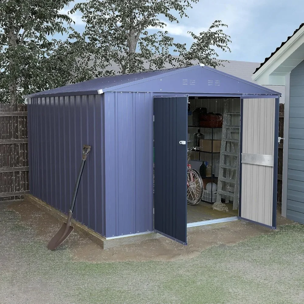 8 X 12 FT Storage Shed, Outdoor Shed with Thickened Galvanized Steel,Lockable Door, Air Vents, Sheds & Outdoor Storage for Patio