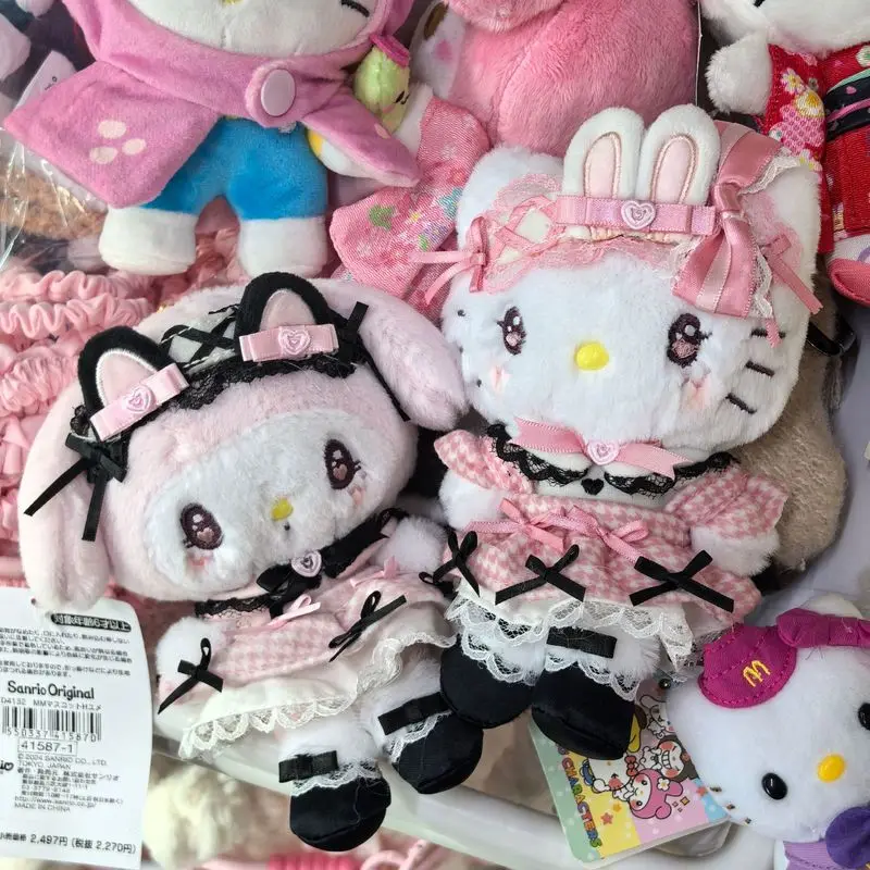 Porte-clés à breloques Hello Kitty et ma mélodie de 4e génération, accessoires en peluche de demoiselle d'honneur en dentelle de rêve, poupée mignonne, cadeau Surprise pour filles