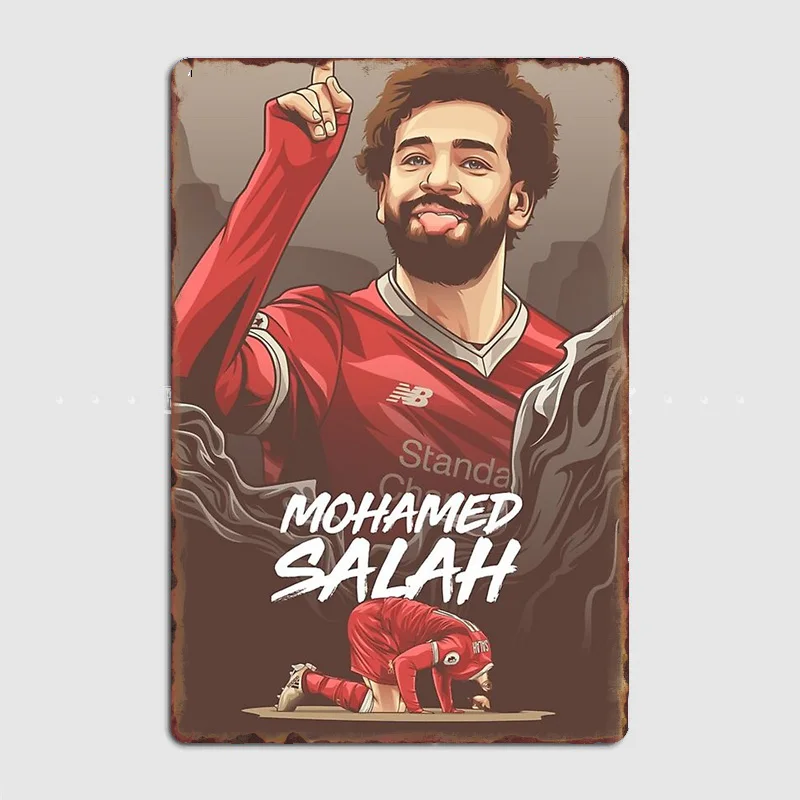 Mohamed Salah Football Player Metal Poster Sign Wall Club Mural Vintage Wall Art Plaque Tin Sign Room Decoration Home Decor