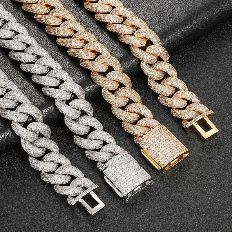 Hip Hop 5A+ CZ Stone Bling Iced Out 25mm Solid Big Heavy Bubble Round Cuban Miami Link Chain Necklace for Men Rapper Jewelry