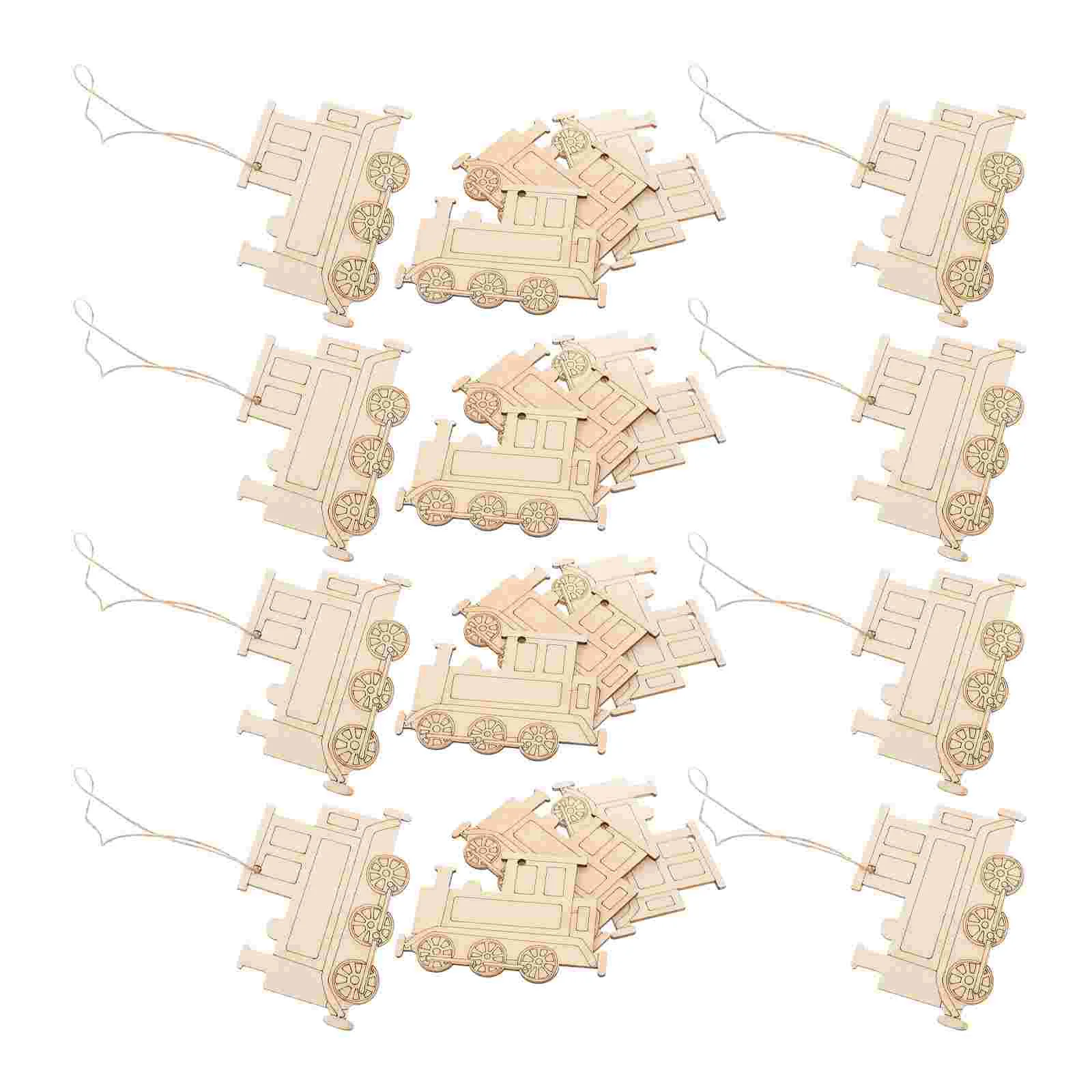 

20 Pcs Train Shaped Hanging Ornaments Crafts Party Favors Wood Decorations Wooden Pendant