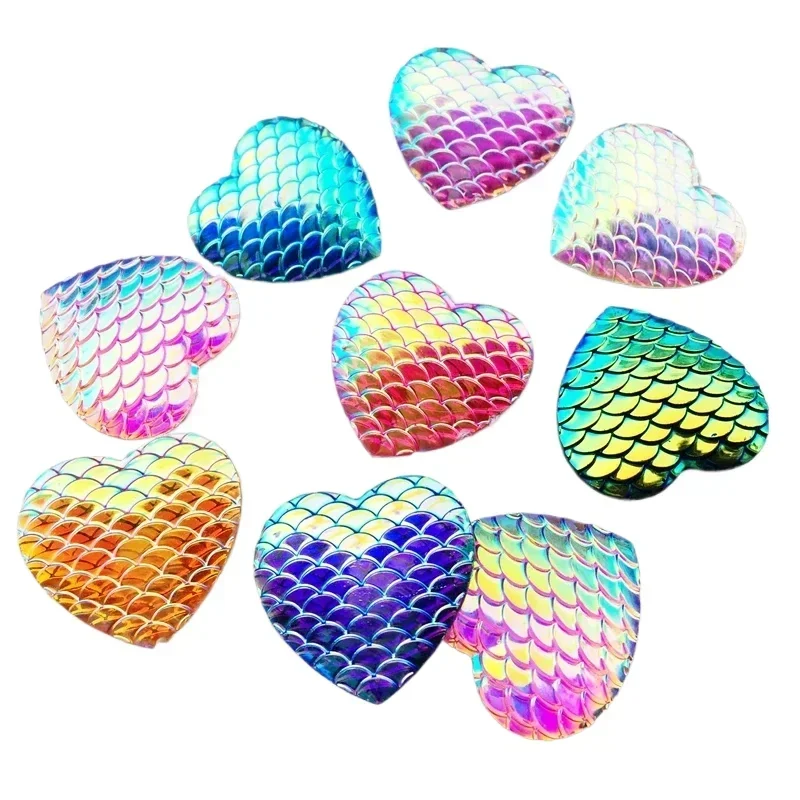 12pcs Mixed color 25mm AB Resin snake scale Flatback Heart rhinestone Cabochon DIY Wedding decoration