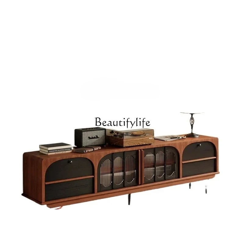 retro style TV cabinet coffee table combination small apartment living room household medium and high style