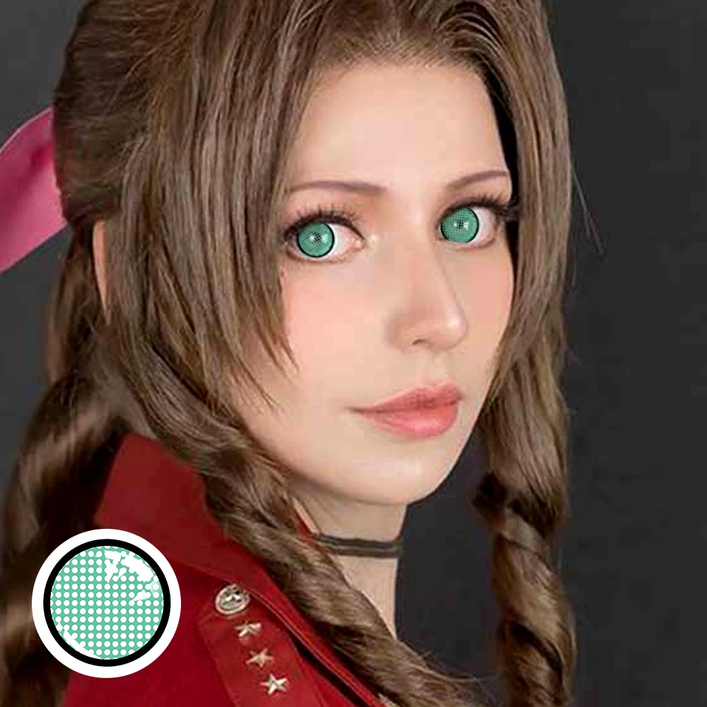 VISUASHOW Blind Block Cyan Mesh Weiße Farbige Kontaktlinsen Lila Rot Verrückte Anime Cosplay Halbjährliche Kontaktlinsen für Halloween – Detail 8