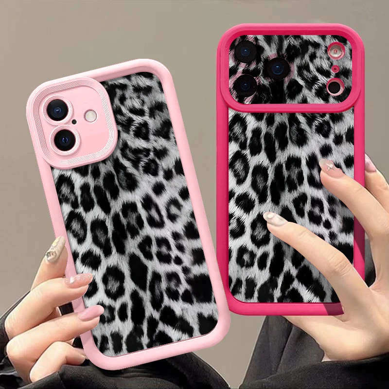 Snow Leopard Print Soft TPU Phone Case For iPhone Air 16e 17 16 15 14 Pro Max 13 12 Pro 15 16 14 Plus Shockproof Silicone Cover