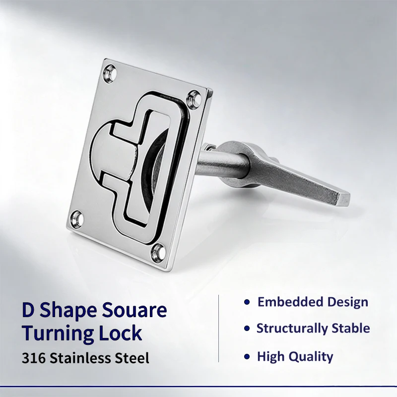 Alastin Stainless Steel Resistant Boat Hatch Floor Lock Latch with Turning Lift Handle Marine Deck Hardware Accessories