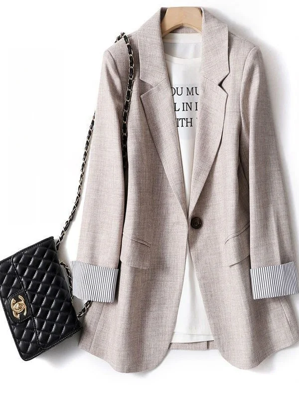 plus Size Women's Suit Jacket Thin Outerwear Spring Autumn New Style Slim Fit Versatile Midlife Women's Fashion Commute Style