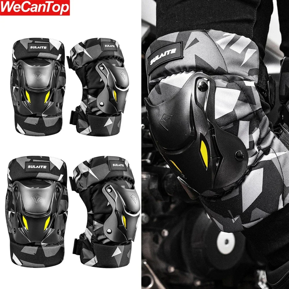 1Pair Electric Bike Motorcycle Knee Shin Guard Pads Black Adjustable Knee Elbow Guards Pads Protector Armor for Motocross Biking