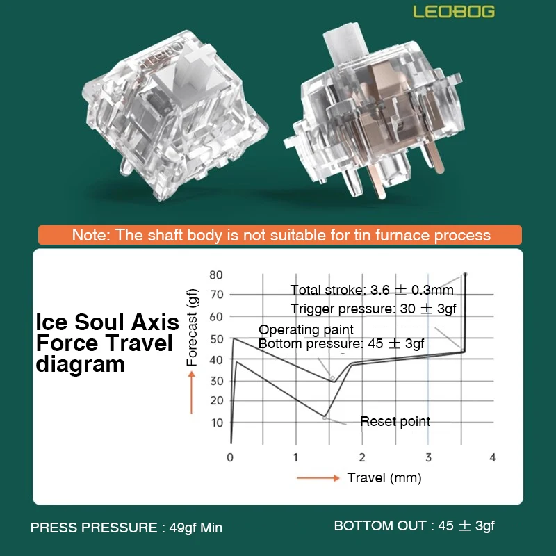 Imagem -04 - Leobog Ice Soul Switches Interruptor Tátil de Pinos 49gf Compatível com Teclado Mecânico mx 100 Unidades