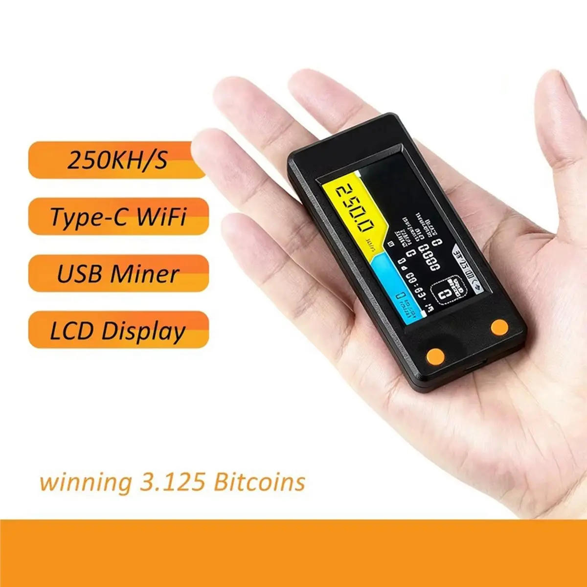 NerdminerV2 Pro 250KH/S BTC Solo Lottery Miner Bitcoin Crypto Miner ASIC Mining Miner Silent Miner with LCD Display