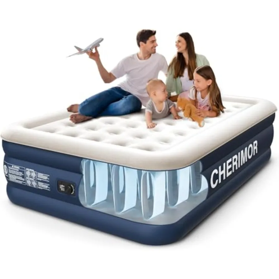 

Queen Air Mattress with Built in Pump 18" Elevated Height 48Hr Leak-Tested Honeycomb Coil Support 800 lbs Ccity Fast 3-Min Infl