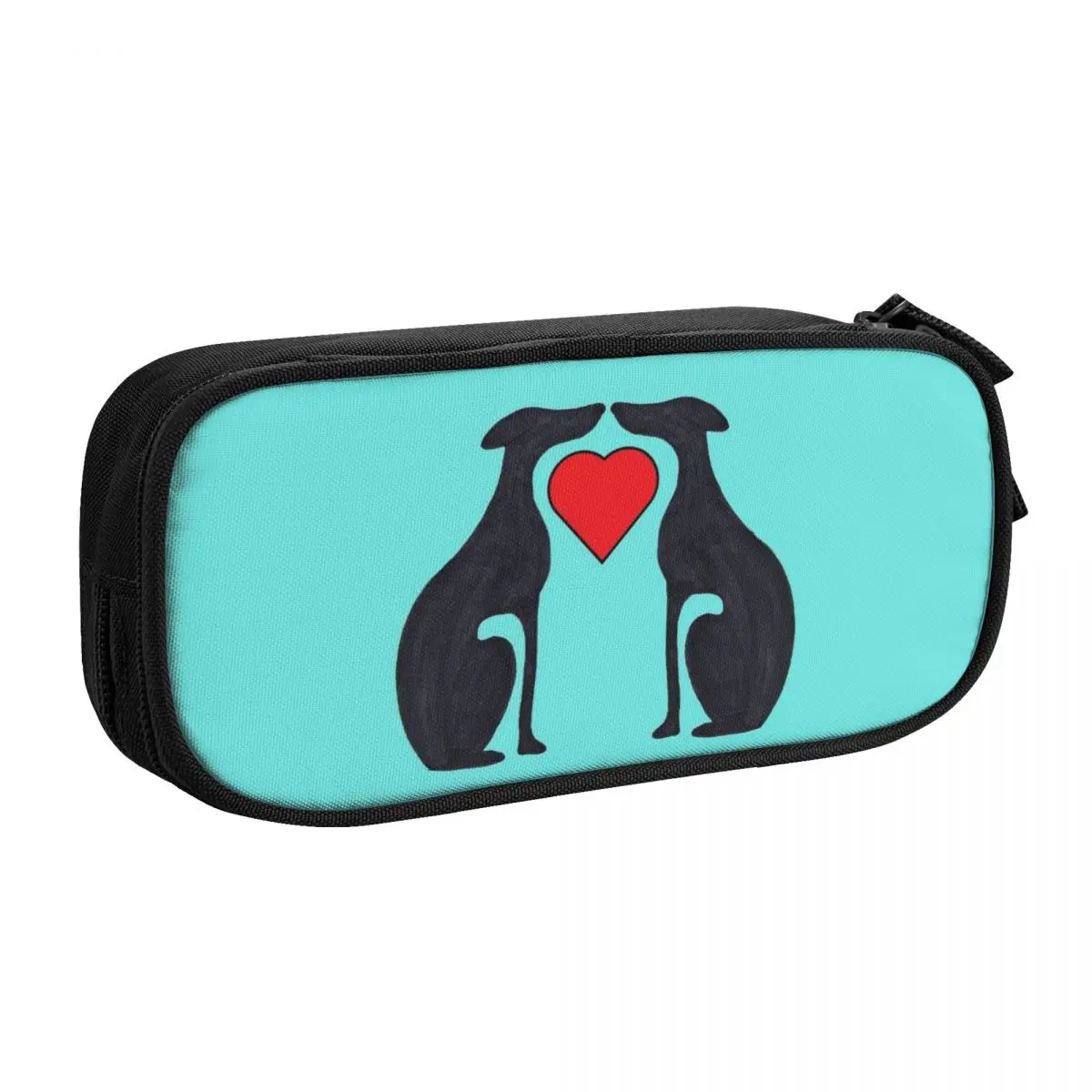 Custom Kawaii Whippet Dog Love Heart Pencil Case for Girls Boys Big Capacity Sighthound Greyhound Pencil Box Stationery