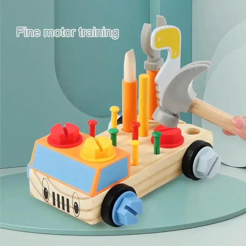 Children Toolbox Toy Wooden Pretend Game Puzzle Montessori Disassembly Set Simulation Multifunctional Repair Carpenter Tool Gift