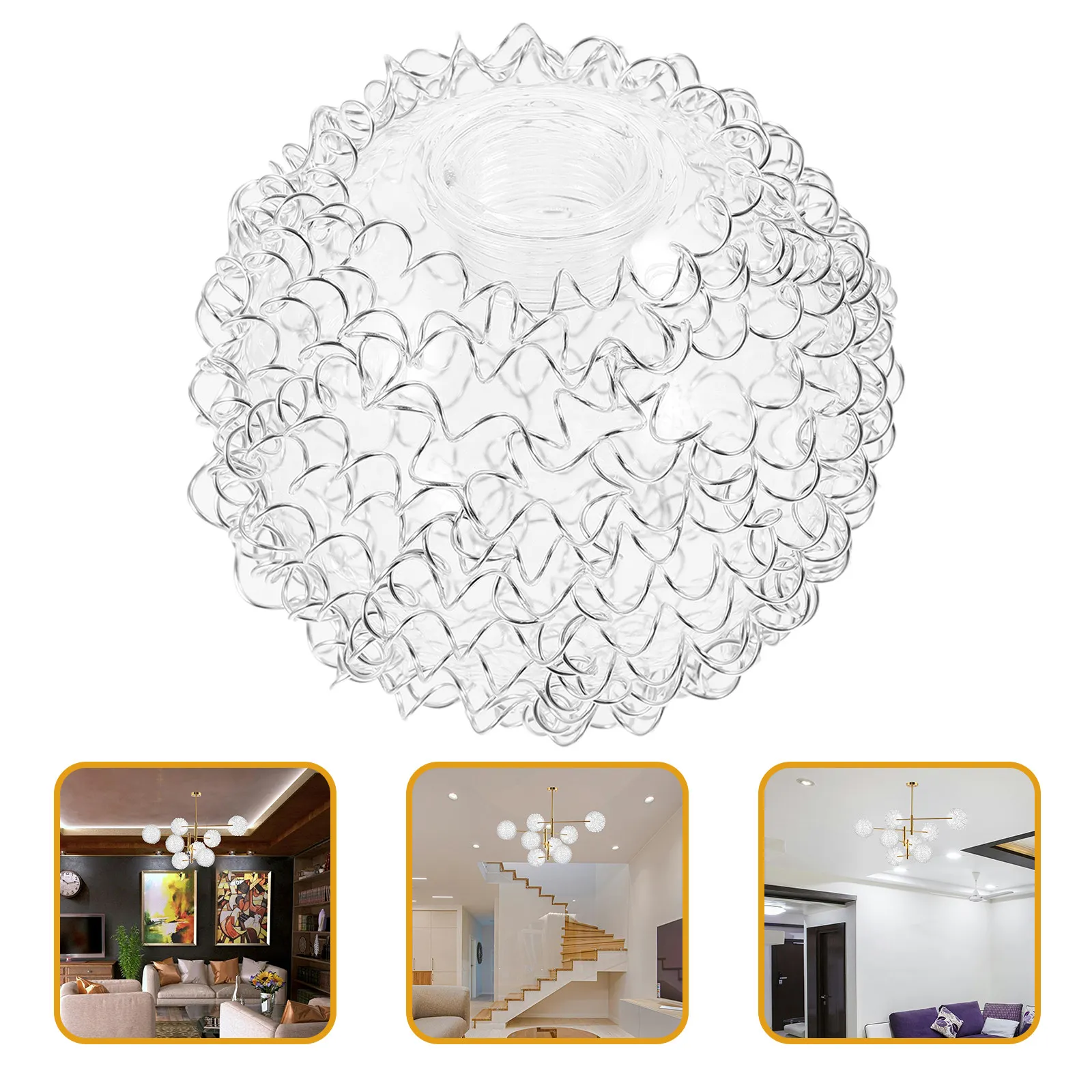 2Pcs Glass Lamp Shade Modern Aluminum Wire Wrap G9 Replacement Ceiling Light Globe Lamp Shade Cover for Pendant Multihead