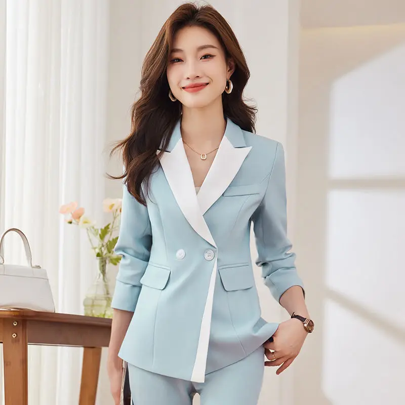 2-A83  Spring 2024 all-match contrast color two-piece suit new style fashion goddesperament leisure high-end small suit