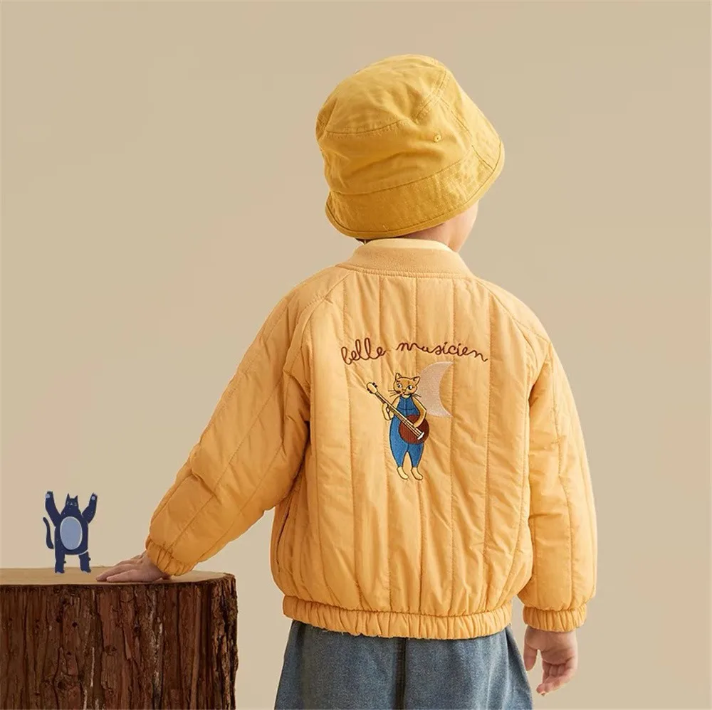 1-6Y Children Clothing Autumn Thickened Down Cotton Jacket Cartoon Outerwear Kids Warm Coat Toddler Boys Girls Winter Clothes