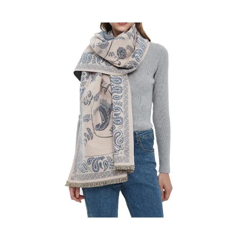 ソフトブティックジャカードカシューフラワースカーフショール兼用、秋冬新作スカーフ